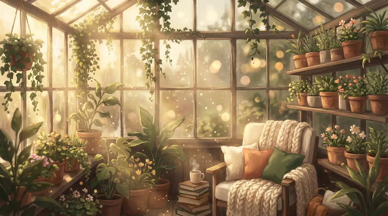 Cozy greenhouse interior