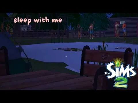 Thumbnail for 😴☁️ Sims 2 Sleep Ambience 💤 Camping Night, Crickets, Pond & Soft Snoring ASMR (7 Hours)