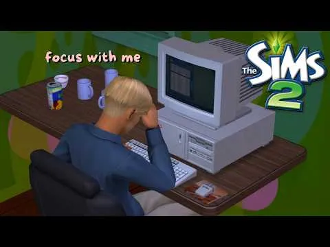 Thumbnail for POV: Working Late on Your Old PC 💻 Sims 2 Office Ambience | Keyboard & Typing Sounds